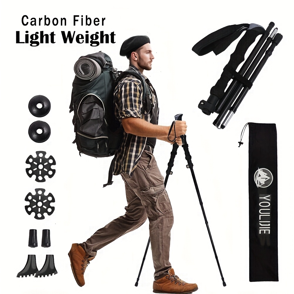 Trekking Pole Carbon - Paquete de 2 palos plegables ligeros